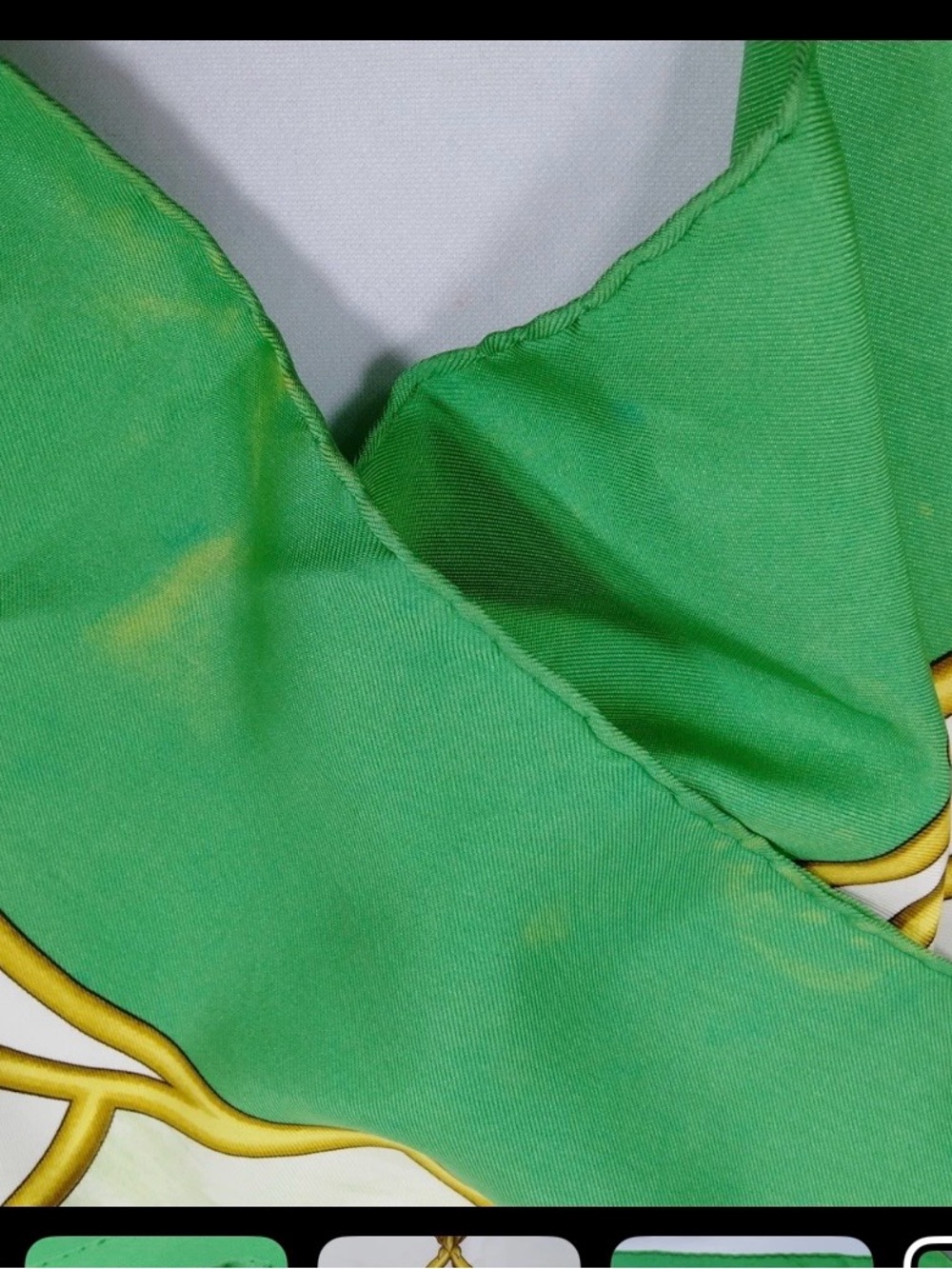 Hermes Scarf Silk Green White Equestrian Design 86 90 cm - Picture 9 of 12
